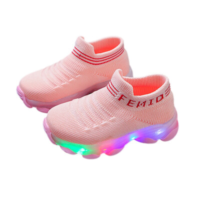 

Newborn Baby Sneakers Winter Cotton Baby Girl Sock With Rubber Soles Infant Funny shoes Toddler Indoor Sock LED Shoes