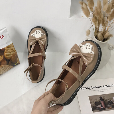 

Small leather shoes women 2019 new Korean version of Joker summer shallow mouth English flat-bottomed Japanese women jk Lolita sho