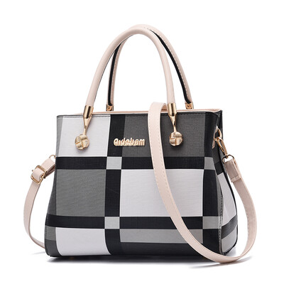 

Summer handbag female temperament shoulder bag female fashion color matching check messenger bag female large capacity