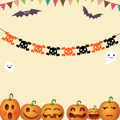 

FUNNYBUNNY Trick or Treat Halloween Pumpkin Bunting Banner Hanging Decor Party Ornaments