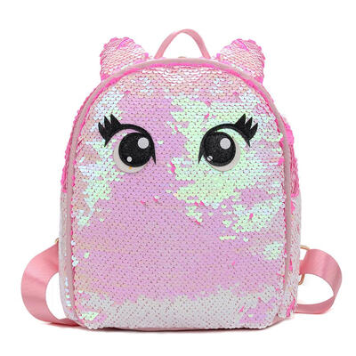 

Cute Eyes Print Small Backpacks Preppy Women Sequins Shoulder School Bags