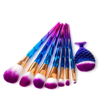 

〖Follure〗8Pcs Diamond Makeup Brush Set Dazzle Glitter Big Fish Tail Foundation Brushs