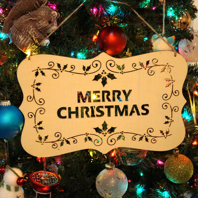 

〖Follure〗Happy Christmas Wooden Pendant Hollow Decorations Tree Hanging Party Decor