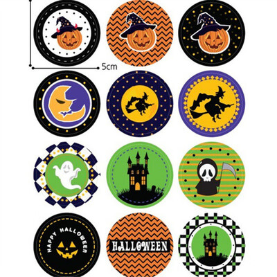 

10PCS Halloween Theme Sticker Candy Bag Bottle Cookie Box Decoration DIY Gift Sticker 12 Stickers Pieces