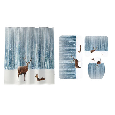

〖Follure〗4PCS Non Slip Toilet Polyester Cover Mat Set Bathroom Shower Curtain