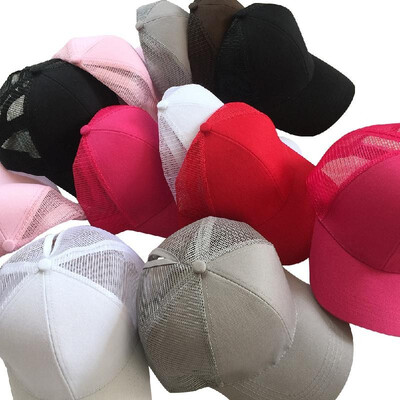 

Men Women Mesh Baseball Cap Ponytail Breathable Adjustable Back Trucker Golf Peaked Hat Headwear