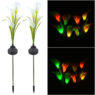 

Gobestart Solar Garden Lights Multi-Color Calla lily Flower Light Outdoor Decoration 2Pcs