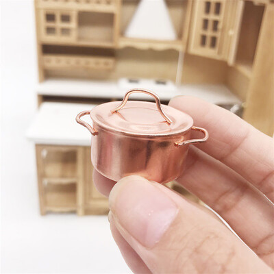 

YIWULACopper Cooking Pan Pot 112 Dollhouse Miniature Kitchen Cookware Accessor