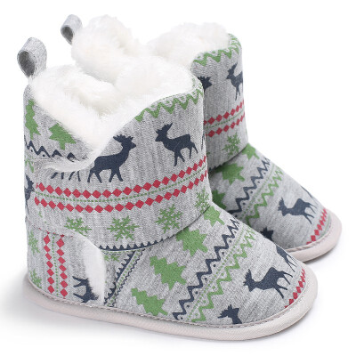 

Winter Warm Boys Girls First Plush Boots Elk Christmas Toddler Infant Bebe Sapatos Prewalker Boots Soft Baby Shoes