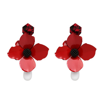 

JURAN 2019 new Trendy Metal Green Flower Earrings For Wedding Bohemian Statement Drop Dangle Earrings For Women Ethnic Jewelry