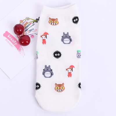 

Cute Cartoon Totoro Socks Spirited Away Ghibli Miyazaki Anime Women Socks Harajuku Summer Totoro Stripes Funny Ankle Socks