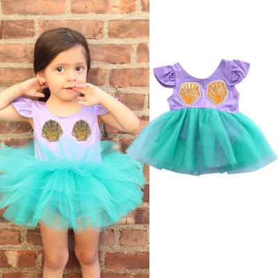 

Hot Newborn Baby Girls Mermaid Romper Summer TuTu Dress Skirt One Piece Jumpsuit