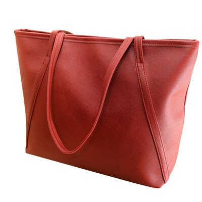

Women Faux Leather Handbag Solid Color Tote Bag Zipper Big Fashion Shoulder Bag