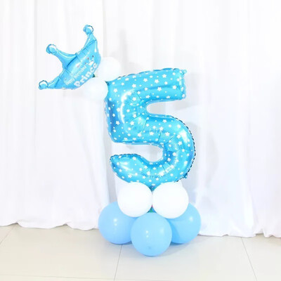 

FUNNYBUNNY Mix set 30" Numbers 0-9 pink&Blue Typ foil balloons Birthday Party balloons Pink With Crown Shape