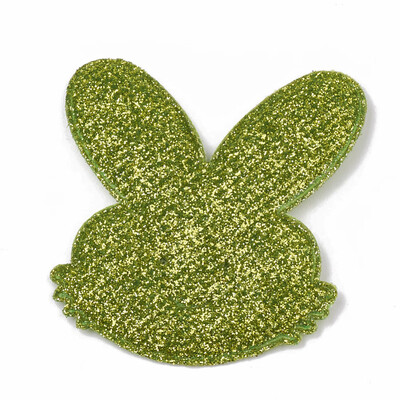 

Glitter PU Patches with Non Woven Fabric Back&Sponge Inside Rabbit Green 51x46x25mm