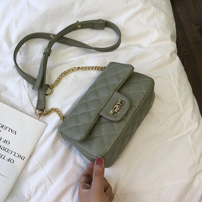

Small fragrance rhombic embroidered line bag female 2019 new wave Korean version of the wild single shoulder slung fashion chain small square bag