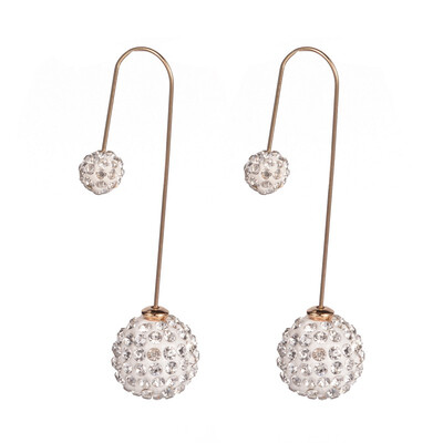 

Double Side Polymer Clay Rhinestone Ball Stud Earrings with Iron Stud Earring Findings Crystal 61mm Ball 8mm&16mm Pin 0