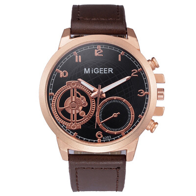 

〖Follure〗MIGEER High-End Fashion Mens Stainless Steel Watch Analog Alloy Quartz Watch
