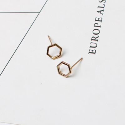 

2 Pairs\set High Quality Fashion Simple Hexagon Ear Studs for Women Men Geometric Stud Earrings Best Gift