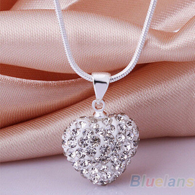 

Women\s Fashion Rhinestones Love Heart Pendant Choker Chain Necklace Jewelry