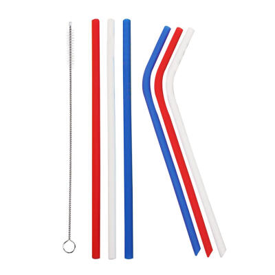 

6pcs Reusable Silicone Drinking Straws with Brush Kitchen Party Bar Straws