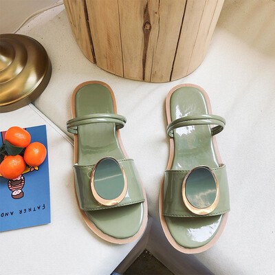 

Slippers women wear 2019 tide shoes new fashion Joker flat bottom two wear thick red sandals womens sandals beach shoes