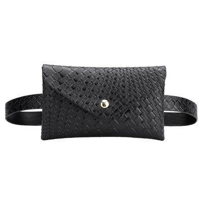 

Solid Color Woven Shoulder Waist Bags Fanny Packs Women Messenger Chest Bag
