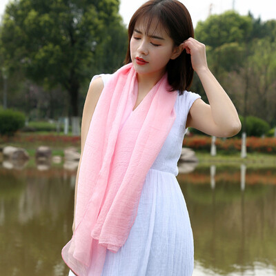 

New Korean version of the large solid color simulation silk beach towel ladies scarf pleated chiffon scarf shawl