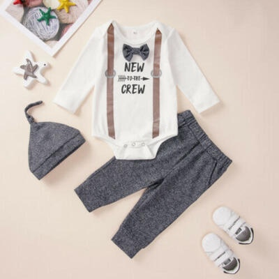 

Newborn Baby Boy Jumpsuit And Pants Outfits Sets Stripe Romper Gentlement Formal