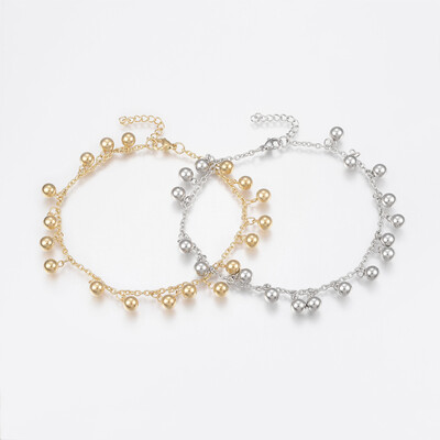 

304 Stainless Steel Anklets Round Mixed Color 9"230mm
