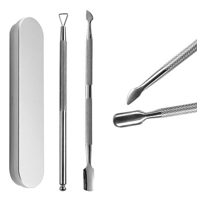 

Toponeto 2PC Cuticle Pusher UV Gel Polish Soak Off Remover Nail Art Manicure Trimmer Tool