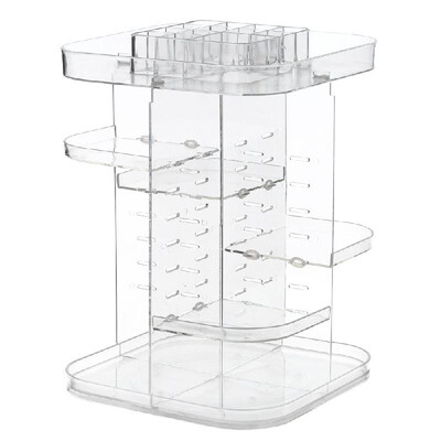 

Makeup Organizer 360 Degree Rotation Multi-Functional Cosmetic Display Case Storage Box DIY Adjustable Height for Brushes Lipstick