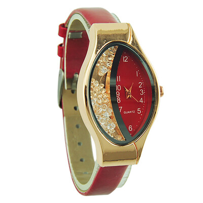 

〖Follure〗Semilunar Flow Sand Type Ellipse Woman Fine Strap Small Dial Wristwatch Watch