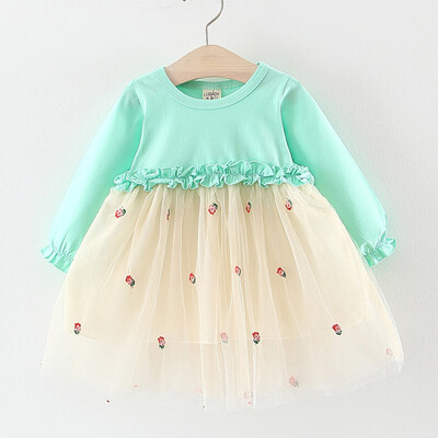 

Toddler Kids Baby Girls Embroideried Floral Tulle Patchwork Tutu Princess Dress