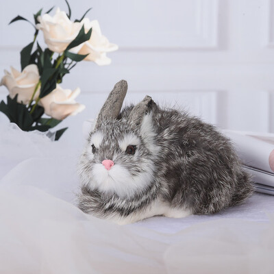 

Toponeto Simulation Mini Rabbit Animal Model Figure Hare Figurine Home Decor Miniature