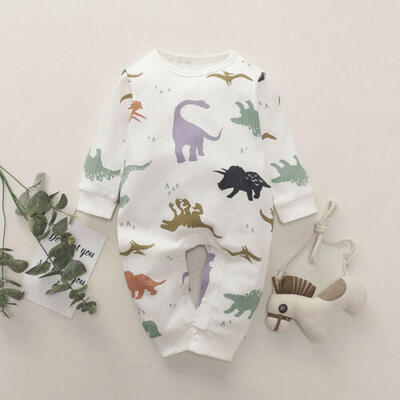 

Cute Dinosaur Baby Boy Girl Knitted Cotton Long Sleeve Romper Jumpsuit Clothes