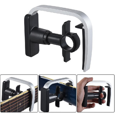3-Finger Version Creative Straight-press Folk Guitar Capo Clamp with 1pc Multi-thickness Guitar Pick