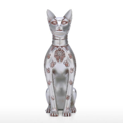 

Egypt Sphinx Cat Egyptian Totem Resin Sculpture Originally Designed Cat Decoration Sculpture Desk Decor Collection Value Silvery C