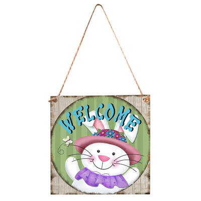 

Happy Easter Wood Hanging Plaque Home Wall Decorative Sign Festival Pendant
