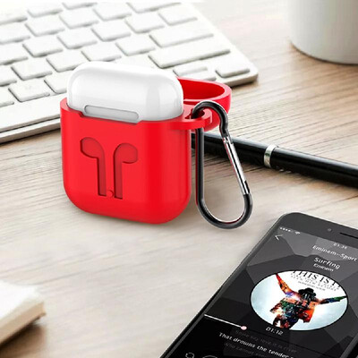 

3in1 Silicone Case for Apple AirPods Wireless BT Headset Protective Storage Box Cover Pouch Carabiner Lanyard