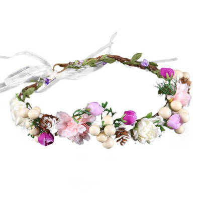 

Bridal Flower Wreath Headband Headdress Resin Wedding Garland Seaside Resort Bohemia Beach Accessories