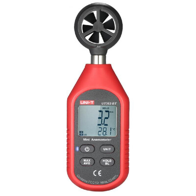 

UNI-T UT363BT Mini LCD Digital Anemometer Handheld Wind Speed Meter Air Velocity Temperature Tester with Blacklight