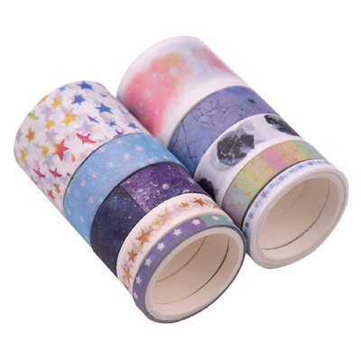 

Washi Japanese Paper Tapes Scrapbooking Tape Rolls Colorful Design 10pcsset for Arts Journals Decoration DIY Gift Packaging