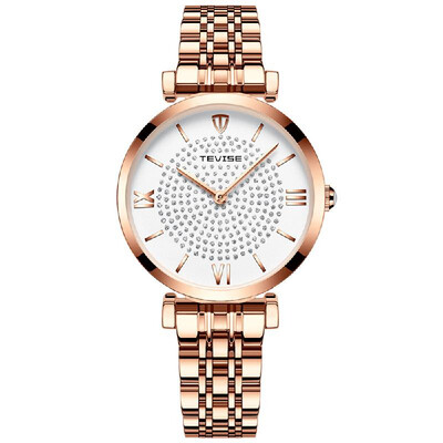 

TEVISE T09 Women Watches Feminine Waterproof Sport Quartz Watch Full Steel Military Watch Women Girl Clock for Female