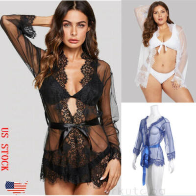 

US Women Lace Kimomo Blouse Coat Boho Casual Cardigan Beach Bikini Cover Up Tops