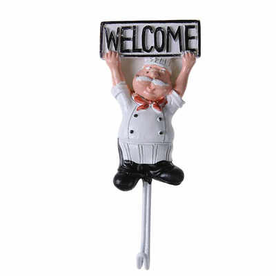 

4pcs Cartoon Chef Stainless Steel Sticky Hook Clothes Coat Hat Hanger Kitchen Bathroom Rustproof Towel Hooks