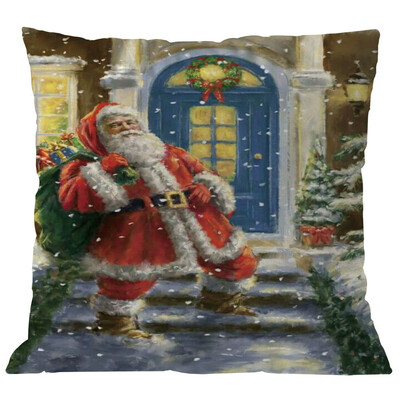 

Tailored Merry Christmas Pillow Cases Linen Sofa Cushion Cover Home Decor Pillow Core
