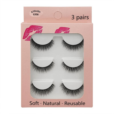 

Natural Dense Slender Handmade Reusable Fake Eye Lashes long makeup eyelash extension 3 Pairs 3D Imitation Mink False Eyelashes