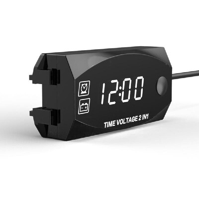 

Multifunction 6V-30V 2 in 1 Voltmeter for Motorcycle Electric Vehicle Time Clock with Digital Display Panel Waterproof Timer