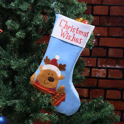 

Christmas Stockings Pendant Cloth Ornaments Christmas Santa Claus Candy Gift Bag Xmas Tree Hanging Decor